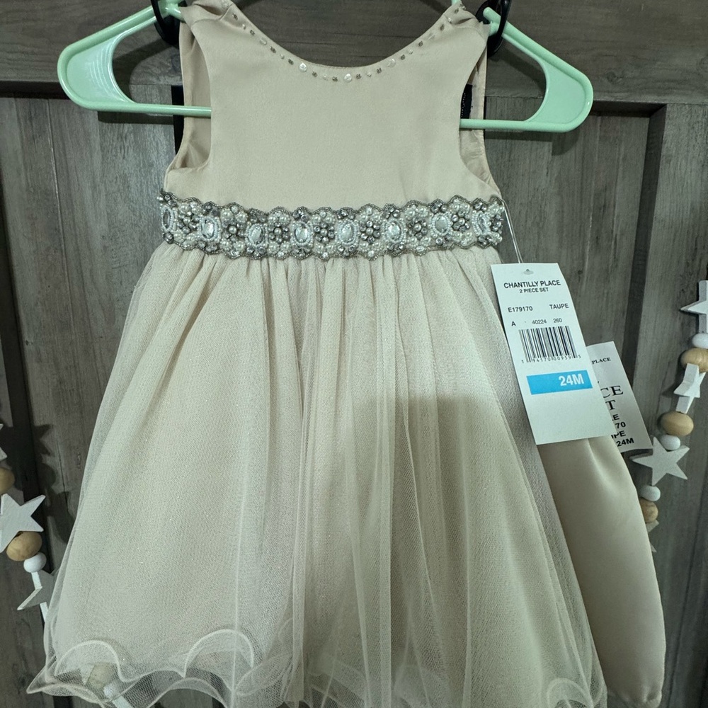 Chantilly Place 24m Cream Dress with Silver Accents